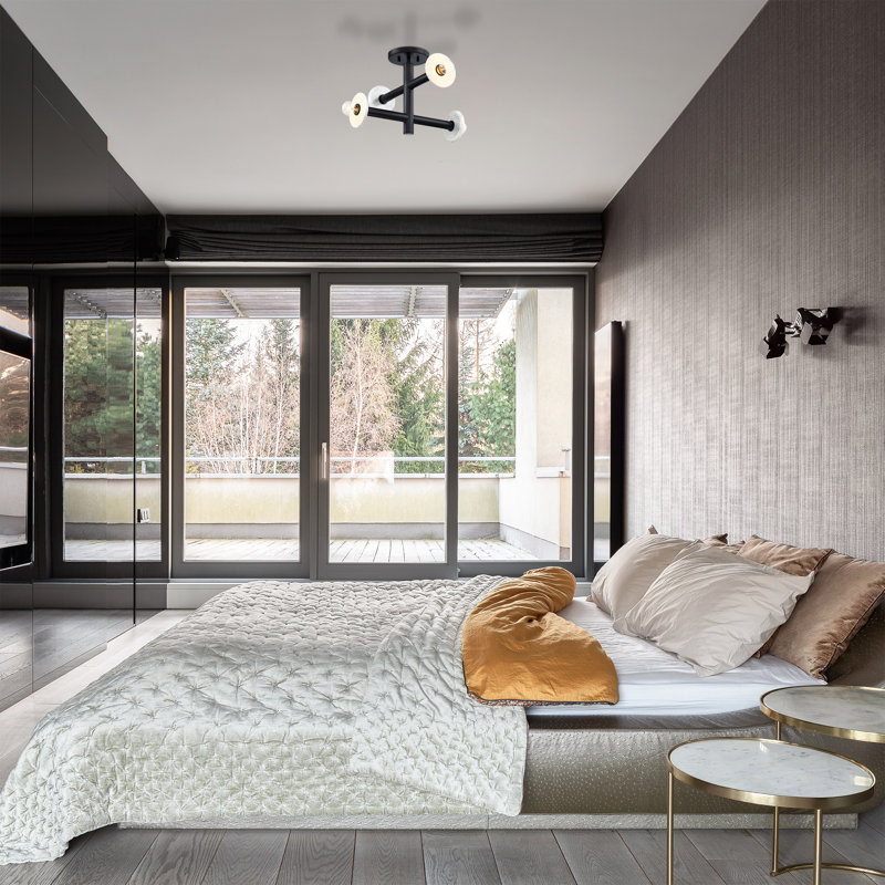 Wilfrid Semi Flush Mount, Matte Black