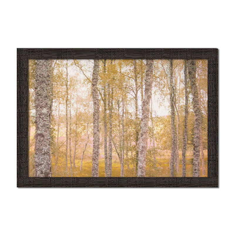 «Trees devant Highlands» par Hal Halli. Impression sur papier - Montée et encadrée, H 34 po x l 49 po