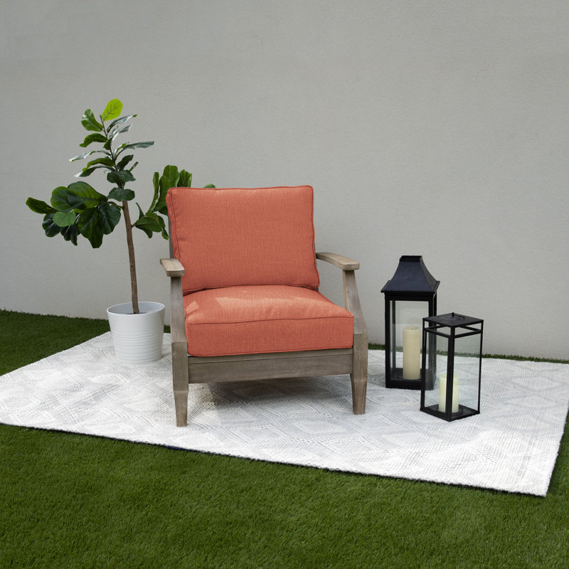 Davana Indoor/Outdoor Sunbrella Seat/Back Cushion, Canvas Persimmon Sunbrella® Canvas, 23.5" W x 23" D