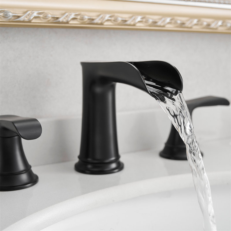 Mounting / Installation Required 2-handle Bathroom Faucet with Drain Assembly, Matte Black