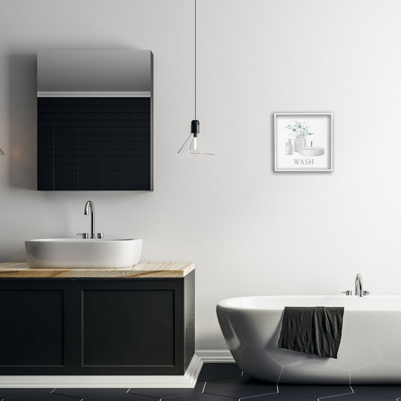 «Fresh Bathroom Sink Botanicals», art giclée encadré, design par lettré et doublé, H 12 po x l 12 po