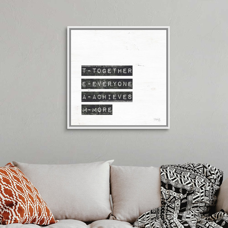 "TEAM" par Marla Rae, art textuel sur toile, Cadre blanc, H 32 po x l 32 po x P 1,75 po