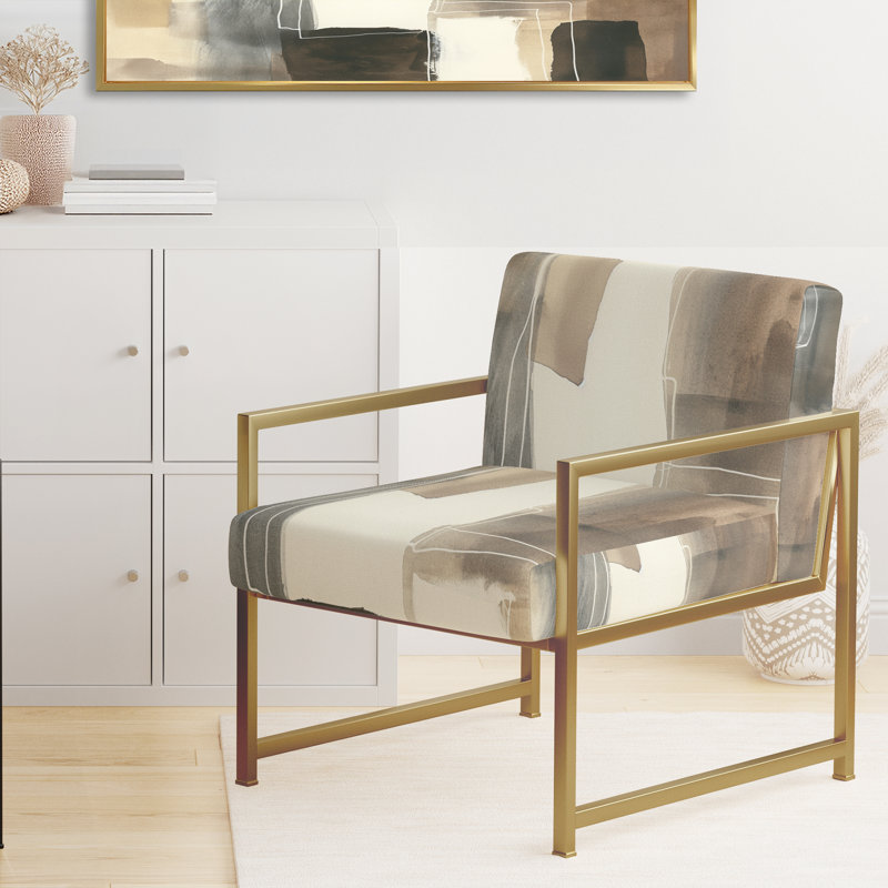 Fauteuil d'appoint rembourré Compson Glam Dancing Shape I, Doré