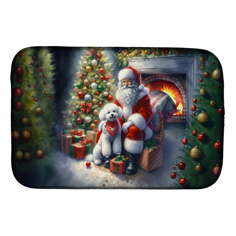 Tapis de vaisselle Bichon Frise et Père Noël
