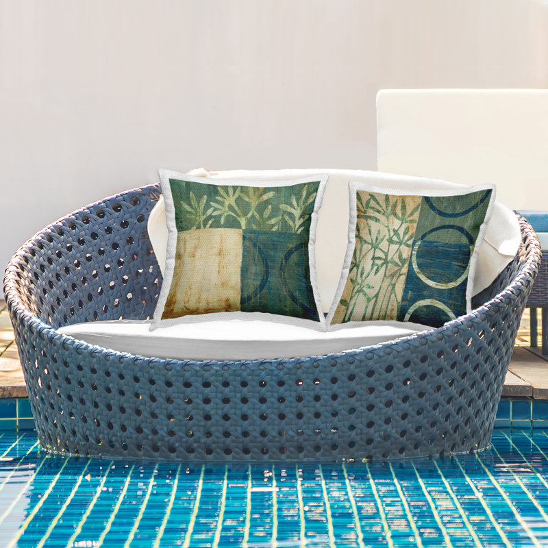Ensemble de coussins d'extérieur 2 pièces Modern Green Botanicals par Liz Jardine