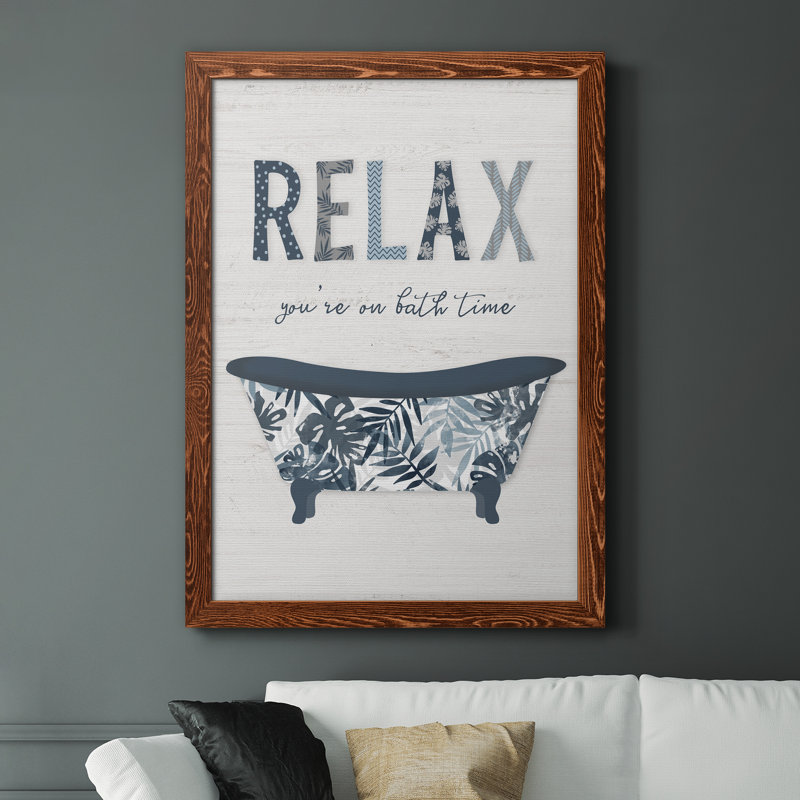 Palm Bath I - cadre photo, art textuel sur toile, Cadre en érable, H 31,5 po x l 23,5 po x P 1,5 po