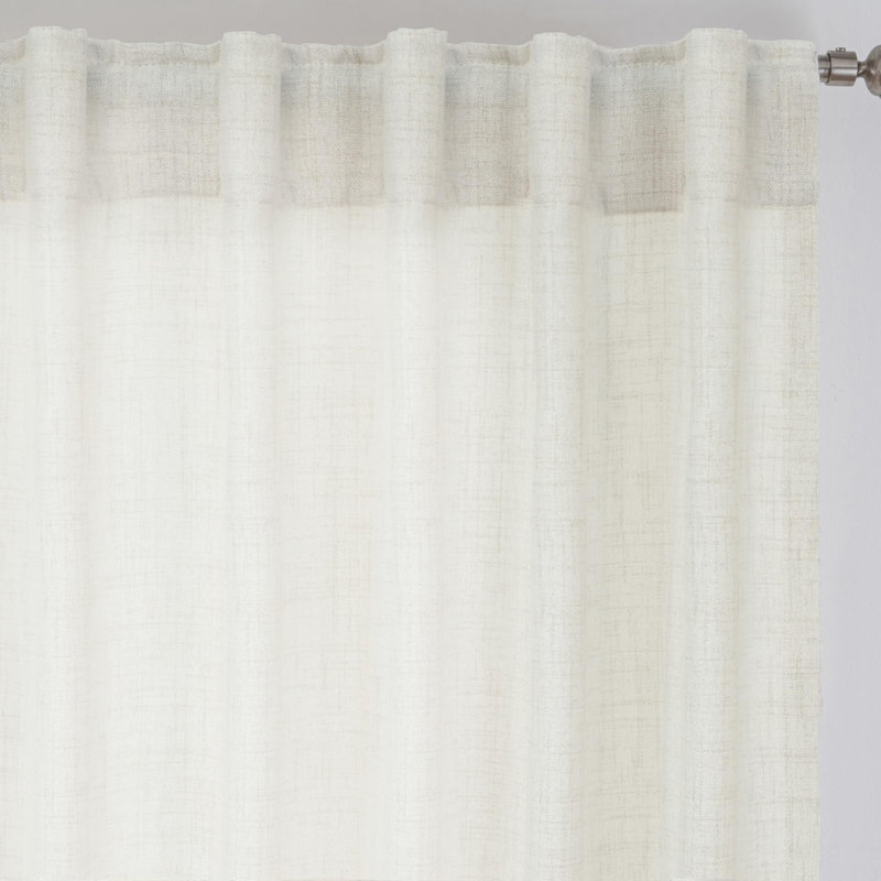 Janie Rod Pocket Semi-Sheer Curtain Panel Pair, Light Linen, 52" W x 96" L