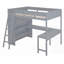 Lit mezzanine double avec bureau et tablette - Gris (L 78 po x l 57,6 po x H 70,9 po, aucun sommier requis, support solide)-1795775861