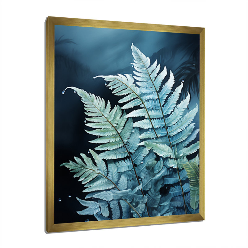Ferns Turquoise Delight, reproduction d'art sur toile, H 32 po x l 16 po x P 1 po, Encadrement doré