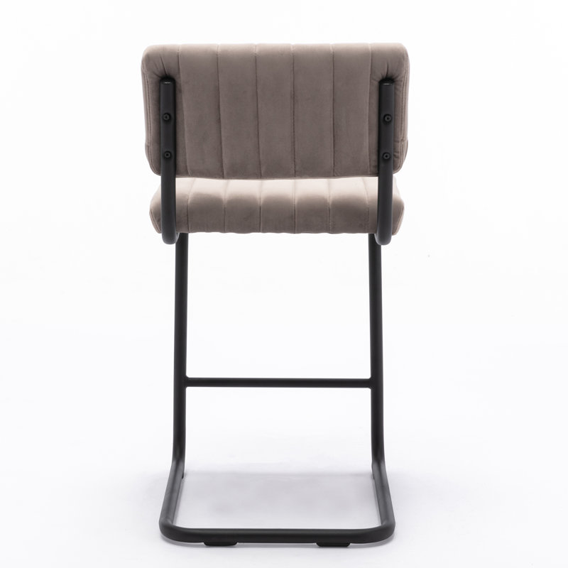 Tabouret Estes, Tabouret de comptoir (siège d'une hauteur de 24 p, Velours gris platine
