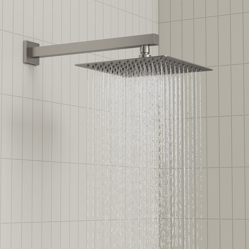  Système de douche à pluie haute pression 10 po, robinet de douche mural avec douchette, Nickel brossé