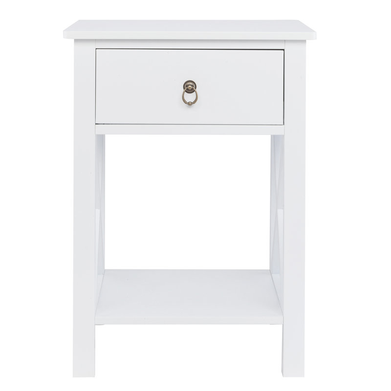 Table de chevet en bois manufacturé Grube, White, 1