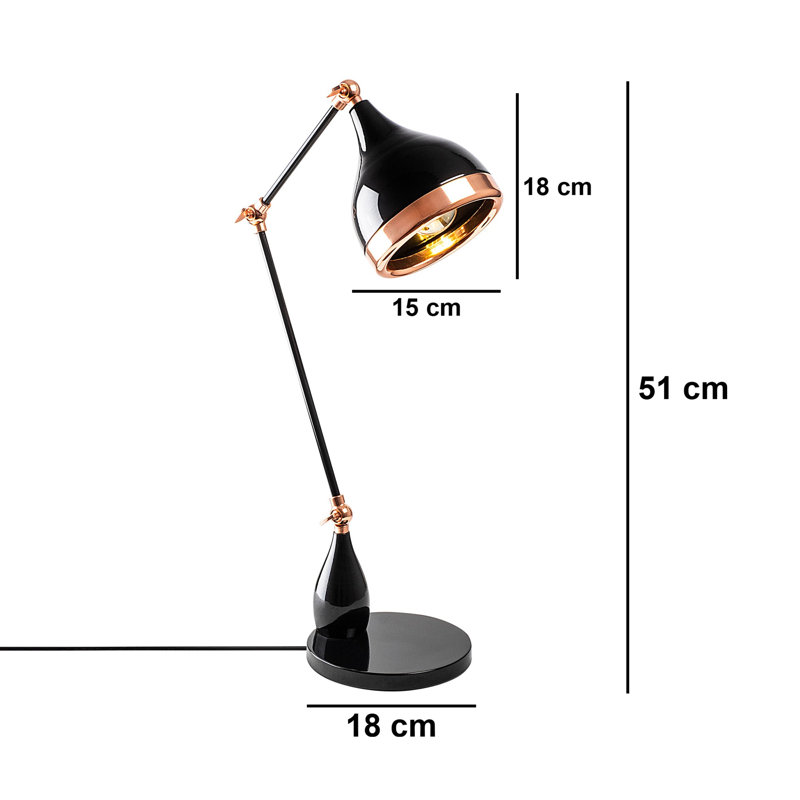 Lampe de bureau noire 20,08 po Julius