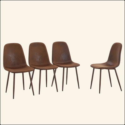 Set Of 4 Suede Backrest And Walnut Color Transfer Legs Chairs - Adding A Touch Of Elegance To Minimalist And Scandinavian Style Homes