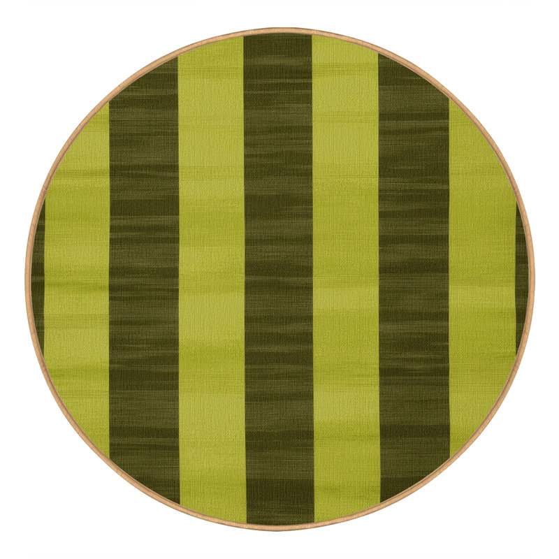 Machine Washable Checkered Brown Area Rug, Round 3'