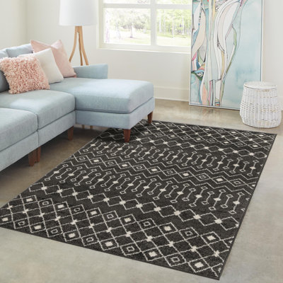 Tapis gris foncé en polypropylène tissé à la machine Briehn