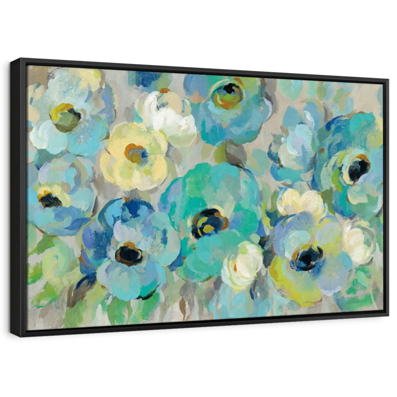 Fresh Teal Flowers I Canvas Print, 9" H x 13" W