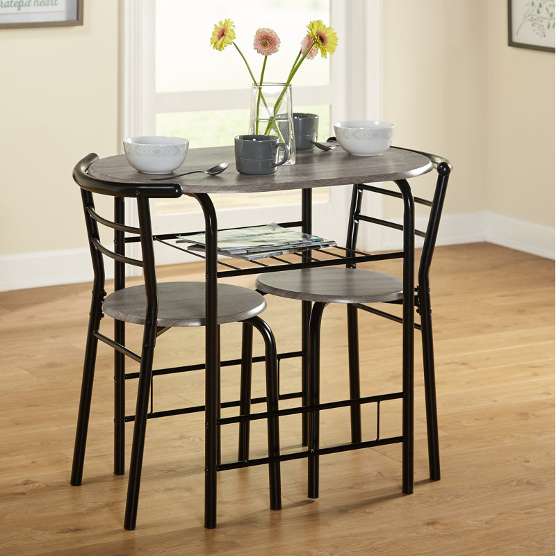 Volmer 3 - Piece Bistro Dining Set, Black/Brown/Gray