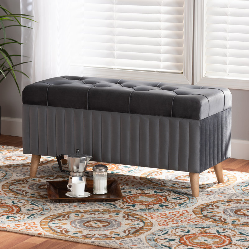 Velvet Ottoman, Gray Velvet