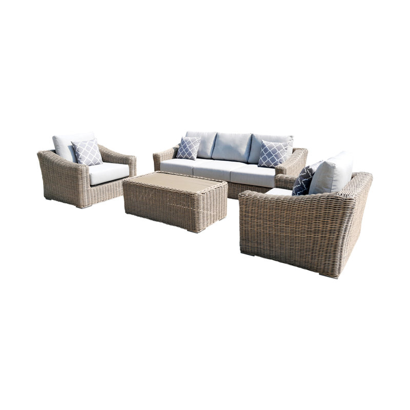 Stellert 5 - Person Patio Conversation Set with Cushions, Light Grey