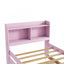 Lit simple avec lit gigogne, bibliothèque, rose
