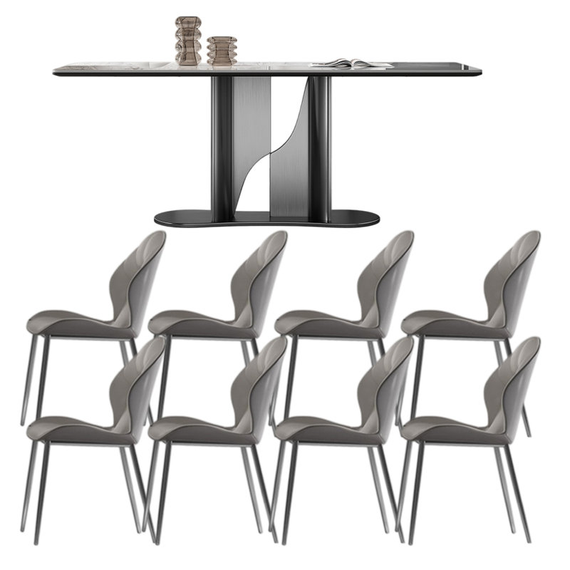 Italian luxury modern rectangular dining table set