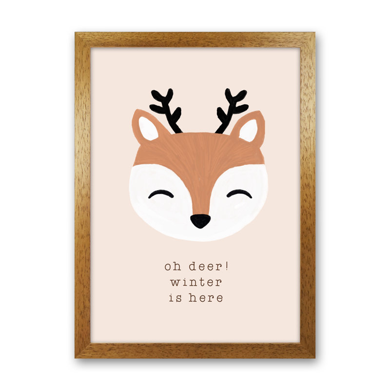 Oh Deer Winter Is Here By Orara - Print, Brown Framed, 63cm H x 46cm W x 3cm D