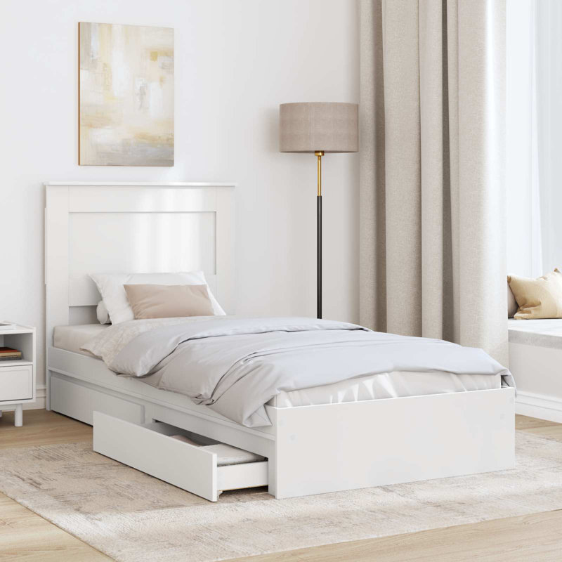  Bed Frame With Drawer Sonoma Oak 75 X 190 Cm Engineered Wood, Small Single (2'6), White