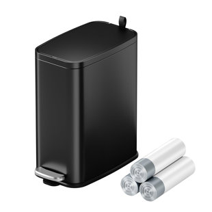 Poubelle de salle de bain 1,6 gallon avec couvercle à fermeture douce et seau intérieur amovible en acier inoxydable 60 sacs