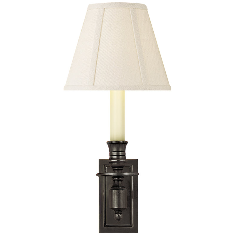 French Single Library Sconce, Cream, Bronze