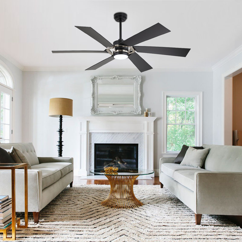 Lucienne 60'' Smart Indoor Ceiling Fan with LED Lights, Matte Black, Matte Black/Nickel