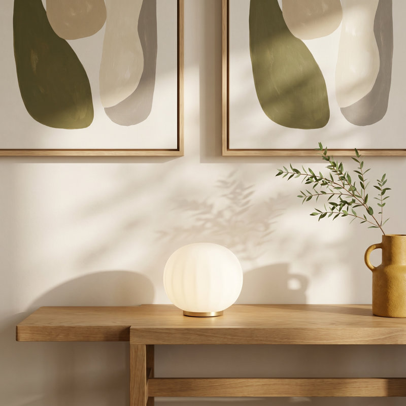Lita Stemless Table Lamp, Matt White, 6.3" H x 7" W x 7" D
