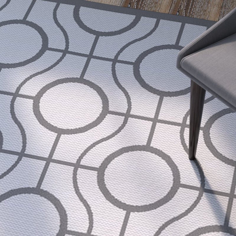 Arneshia Geometric Gray Indoor / Outdoor Area Indoor/Outdoor Area Rug, Rectangle 4' x 5'7"