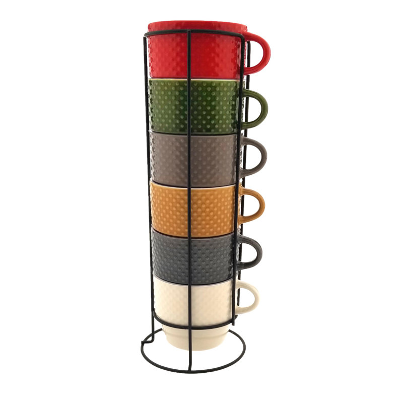 Ensemble de 6 tasses à café avec support