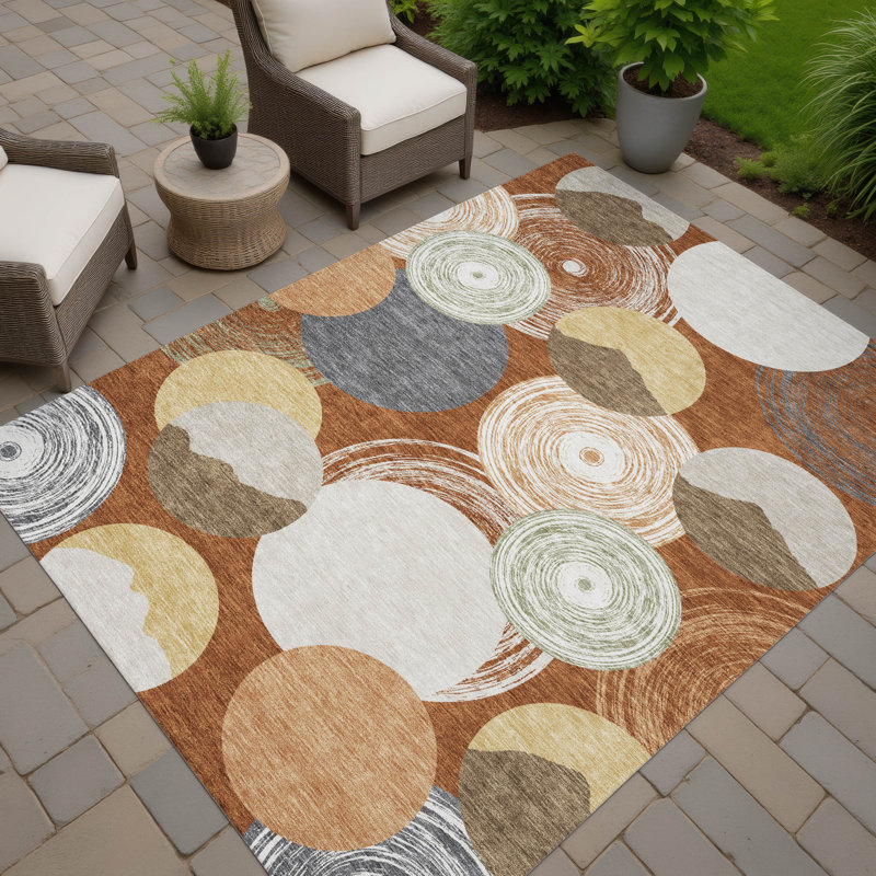 Tapis géométrique intérieur / extérieur lavable à la machine Chantille ACN2977, Paprika, 10' x 14'