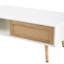 Table basse en rotin de 41,34 po, porte coulissante pour le rangement, pieds en bois massif, table de salon moderne-129622139
