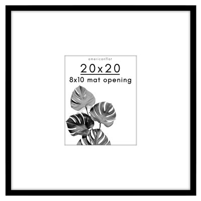 Americanflat 20x20 Picture Frame - Use as 8x10 Frame with Mat or 20x20 Frame Without Mat - Thin Photo Frame with Plexiglass - Black