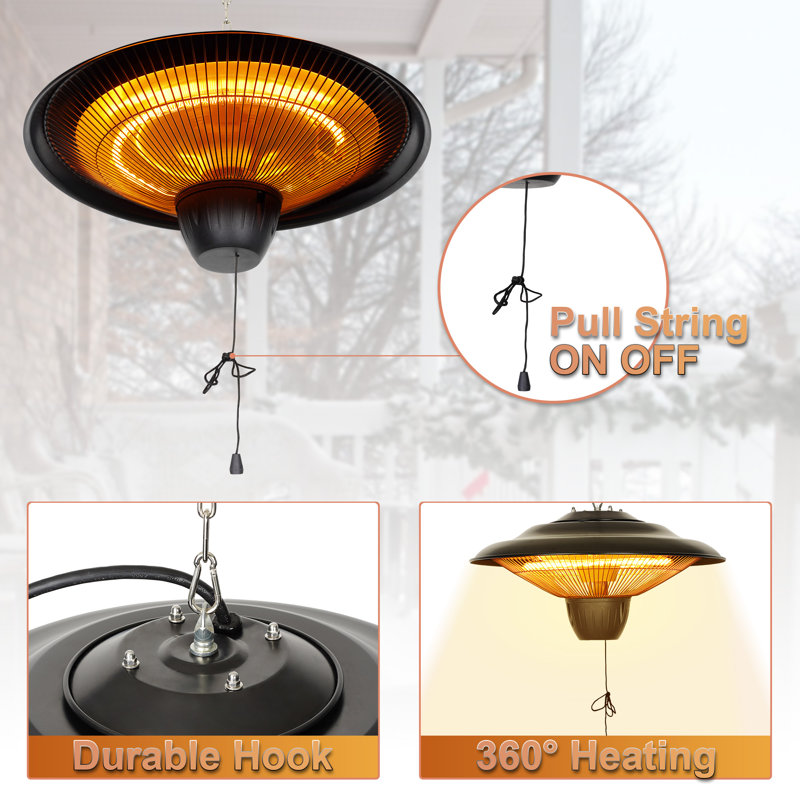 Chauffe-terrasse électrique suspendu 1500 Watts