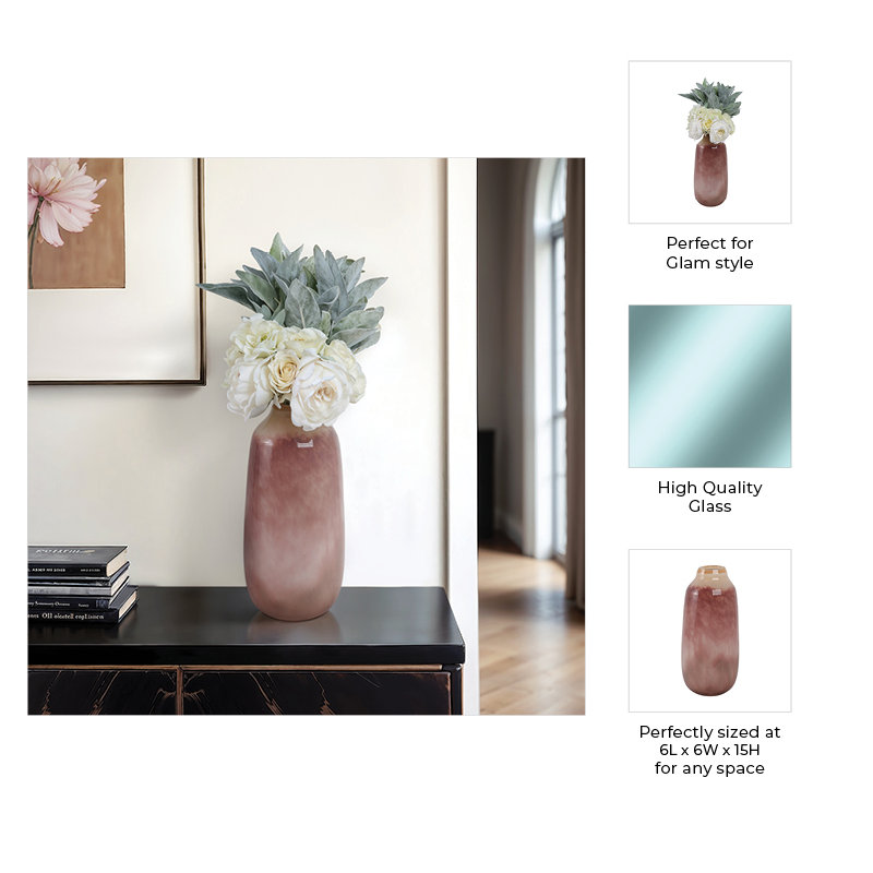 Kano Handmade Glass Table Vase, 15" H x 6" W x 6" D