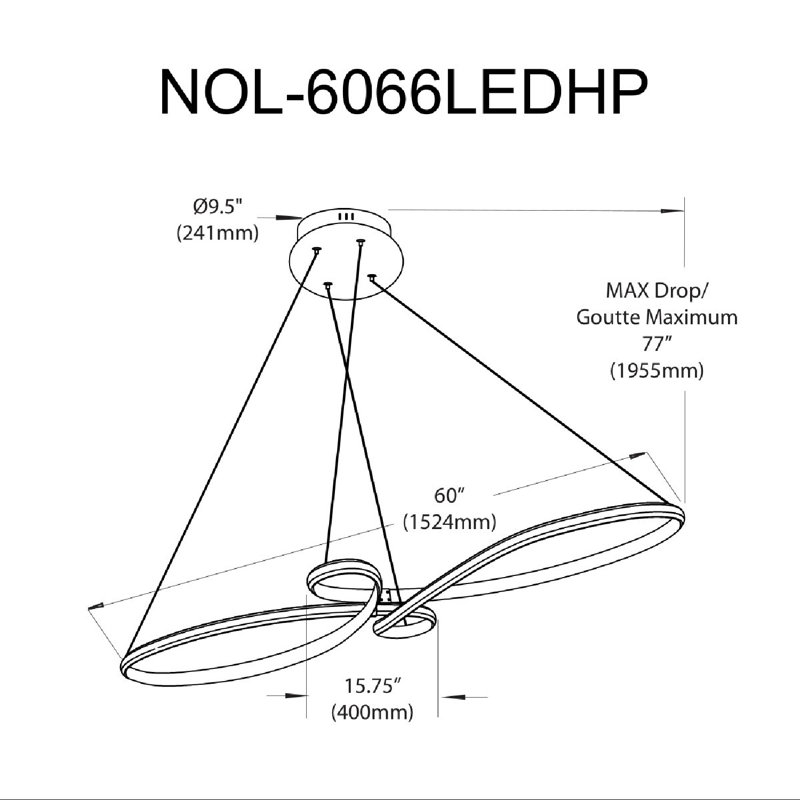 Luminaire suspendu à 1 lumière DEL Bookley, Noir mat