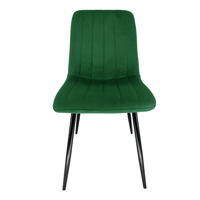 Adrianah 47cm H Tufted Velvet Upholstered Upholstered Back Side Chair in Green