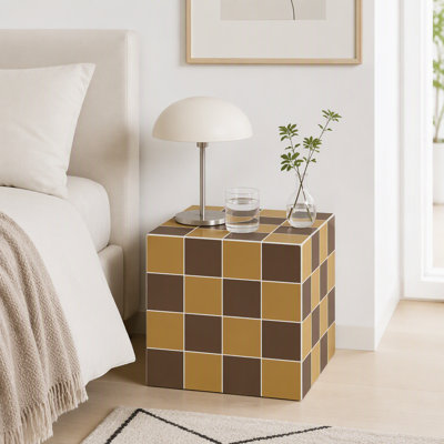 Présentoir cubique vintage en MDF imitation tuile, bloc de rangement décoratif pour table et vitrine, support décoratif empilable à monter soi-même, charge maximale : 30 kg