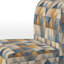 Fauteuil de chambre beige et bleu à triangles mosaïques - Fauteuil de chambre rembourré en velours