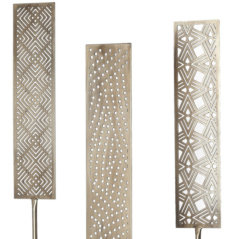 Set of Three Gold Abstract Metal Cutout Tabletop Décor Pieces