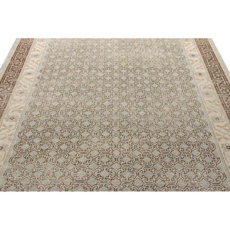 Distressed Homage Hand Knotted Wool Geometric Area Rug, Rectangle 15' x 24'