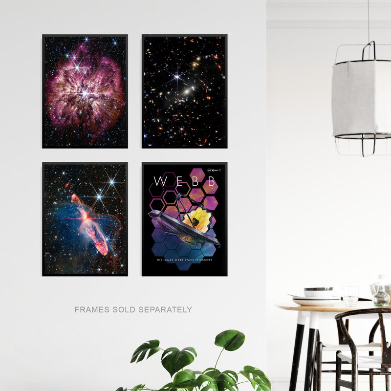 NASA James Webb Telescope Deep Field Galaxies Forming Stars - 4 Piece No Frame Print, 29.7cm H x 21cm W x 0.4cm D