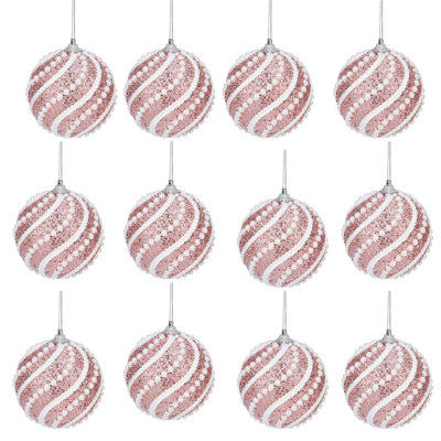 12 pièces 8 cm boule de Noël perle mousse boule de Noël pendentif décoration boule de couleur trempé boule de suspension de boule