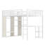Grain de bois blanc, grand lit, lit mezzanine, garde-robe, bureau, rangement, grand assemblage en douceur, espace, espace de couchage