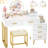 Grosmark Makeup Vanity Desk with Stool and LED Mirror-1374454032