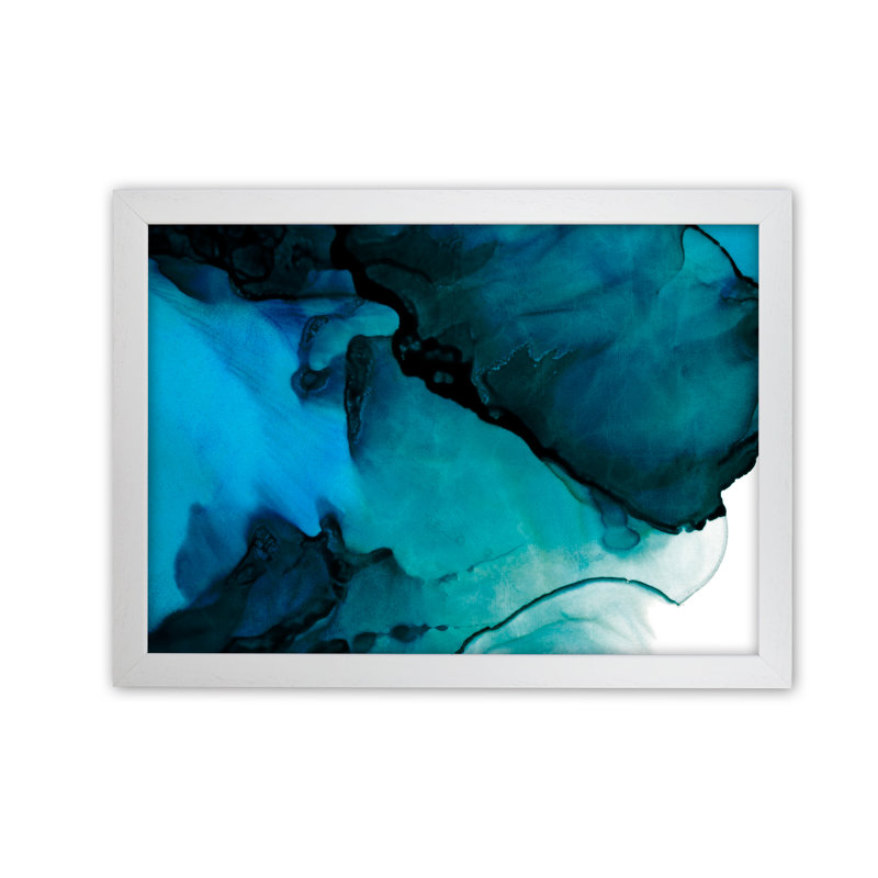 Blue Inspiration Watercolour Original - Painting, White Frame, 30cm H x 42cm W x 3cm D